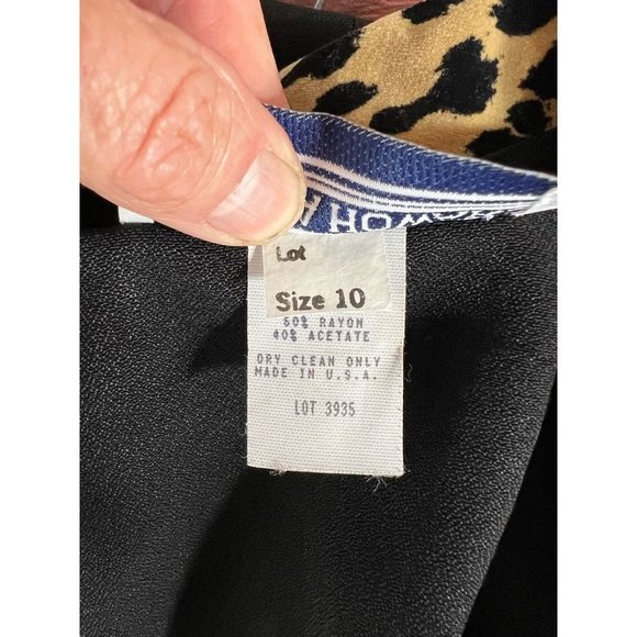 Jessica Howard Womens Suit Jacket Blazer Black Cheetah Print Shawl Collar USA 10 - Picture 11 of 12